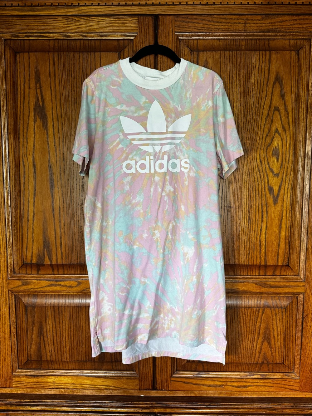 adidas Pastel Pink Mint Tie-Dye Trefoil Tee